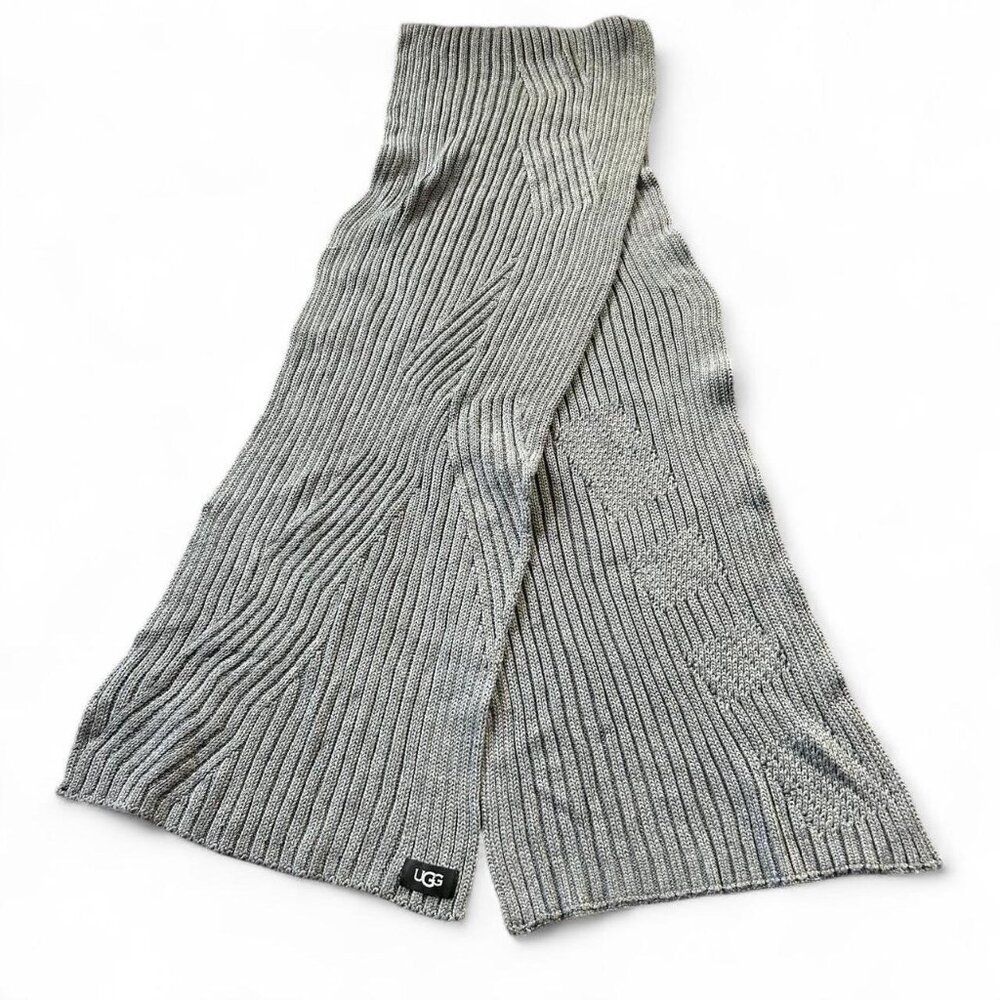 Ugg grey winter robbed knit scarf     Vintage y2k winteraccessories 90s scarves